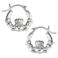 Sterling Silver Claddagh Creole Earrings, Small