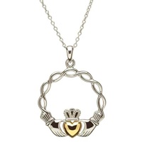 Image for Sterling Silver Celtic Wave Claddagh Pendant