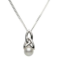 Celtic Pearl Trinity Knot Pendant in Sterling Silver