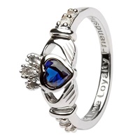 Image for Silver Claddagh Birthstone Rings, September