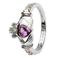 Image for Silver Claddagh Birthstone Rings, June