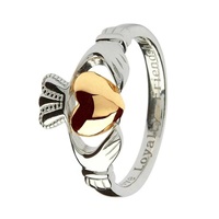 Image for Gold Heart and Sterling Silver Claddagh Ring