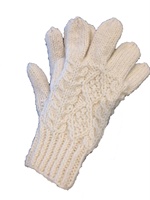 Image for Hand Knitted Wool Aran Gloves, Cream