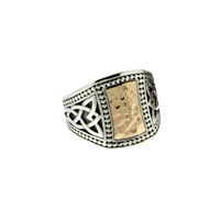 Sterling Silver and 10K Yellow Gold Hammered Celtic Signet Tapered Ring