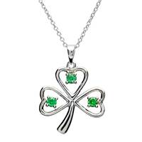 Image for Sterling Silver Stone Set Shamrock Silver Pendant