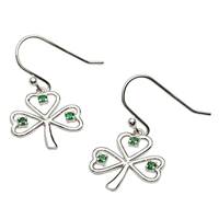 Sterling Silver Stone Set Shamrock Silver Earrings