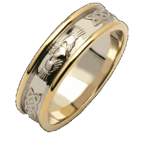 Image for Ladies Two Tone Corrib Claddagh Wedding Ring 14K Gold