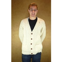 Image for Hand Knitted Irish V-Neck Cardigan Sweater Size 40