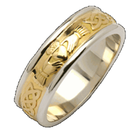 Image for Mens 14K Two-Toned Corrib Claddagh Wedding Band Mens Two Tone