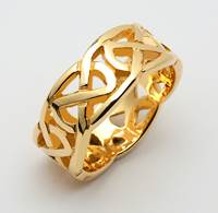 Ladies Gold Sheelin Heavy Pierced Celtic Wedding Ring