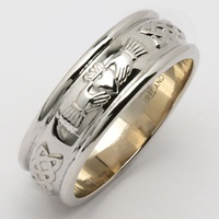 Image for Ladies 14K White Gold Wide Corrib Claddagh Wedding Band