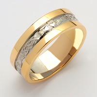 Mens 14K Two-Toned Claddagh Corrib Band With High Profile Sides