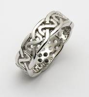 Mens 14K White Gold Sheelin Medium Pierced Celtic Wedding Band