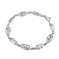 Image for Sterling Silver 4 Claddagh and 5 Celtic Knot Links Bracelet