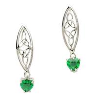 Sterling Silver Celtic Trinity Stone Set Earrings