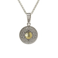 Image for Sterling Silver and 18K Gold Celtic Warrior Round Pendant, Small