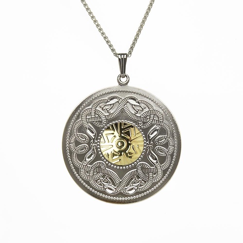 Men's Diamond Gold Dog Tag Celtic Warrior Necklace