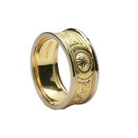 Celtic Warrior Shield 14K  Gold Wedding 9mm Band with White Gold Trims