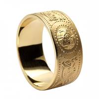 Celtic Warrior Shield 14K  Gold Extra Wide 9mm Band