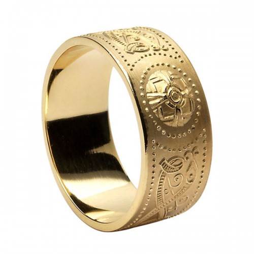 Celtic Warrior Shield 14K Gold Extra Wide 9mm Band - Irish Jewelry ...