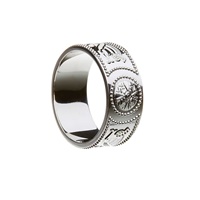 Image for Celtic Warrior Shield 14K White Gold Extra Wide 9mm Band