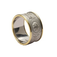 Image for Celtic Warrior Shield 14K White Gold with Yellow Gold Trims 12mm Wide Band