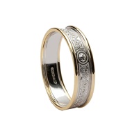 Image for Celtic Warrior Shield 14K White Gold with Yellow Gold Trims 5mm Band