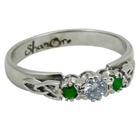 Image for 14K White Gold Emerald Diamond Trinity Knot Ring