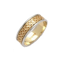 Image for Ladies Sheelin 14K Two-Tone Gold Narrow Celtic Band with Edges