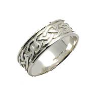 Image for 14K White Gold Sheelin Wide Celtic Knot Wedding Band size 4 TO 13