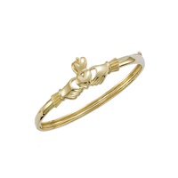 Image for 14K Solid Yellow Gold Claddagh Bangle