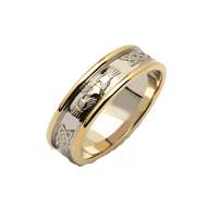 Image for Mens 14K Two Tone Corrib Claddagh Wedding Ring