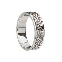 Sterling Silver Florentine Finish Solid Trinity Knot Band