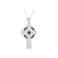 Image for Connemara Marble Celtic Cross and Sterling Silver, Large