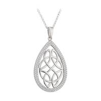 Image for Sterling Silver and CZ Oval Celtic Pendant