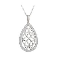 Sterling Silver and CZ Oval Celtic Pendant