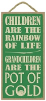 Image for Children are the Rainbow of Life. Grandchildren are the Pot of Gold Irish Hanging Plaque