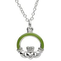 Image for Green Black Enamel Claddagh PlatinumWare Pendant