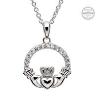 Image for Sterling Silver Claddagh Pendant Embellished With Swarovski Crystals