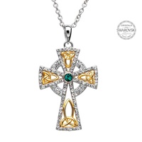 Trinity Gold Plated Celtic Cross Embellished With Swarovski Crystals