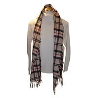 100% Brushed Merino Scarf - Cream, Black, Red Window Check Scarf