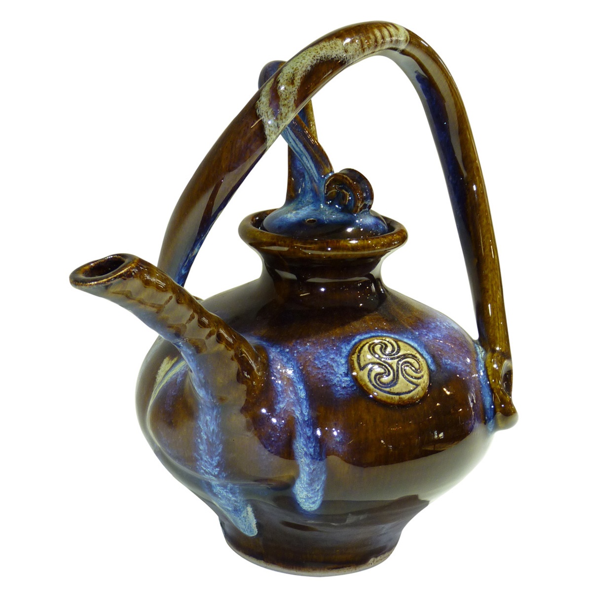 Colm De Ris Irish Pottery, Spiral Tea Pot Blue Tipperary Irish Importer Celtic Jeweler