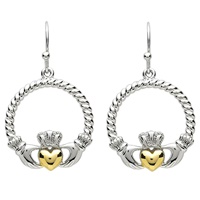 Image for Platinum Plated Claddagh Earrings