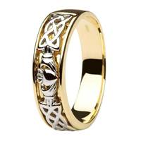 14kt Two Tone Gents Wedding Ring with Celtic Knotwork