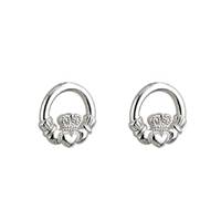 Image for Solvar Sterling Silver Kids Claddagh Stud Earrings