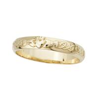 Image for Ladies Domed Claddagh Celtic Irish Wedding Band 14K Gold Made in Ireland