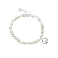 Image for Rhodium Plated Pearl Claddagh Bracelet