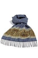 Calzeat Celtic Border Jacquard Scarf, Nordic Blue