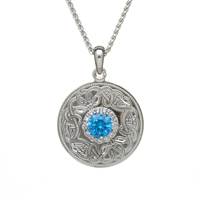 Celtic Warrior Blue Medium Sterling Silver Pendant