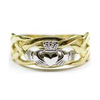 Image for Facet 14K  Gents Two-Tone Claddagh Celtic Ring